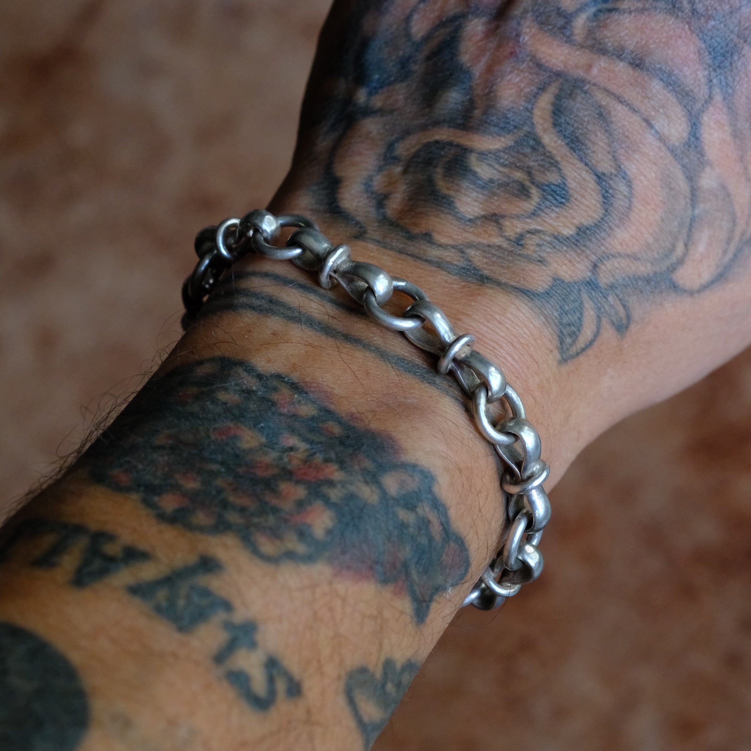 Vintage Sterling Silver Fancy Link Chain Bracelet