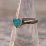 Vintage Sterling Turquoise Heart Ring 5.5