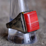 Vintage Sterling Agate Signet Ring 12