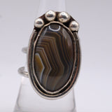 Vintage Sterling Agate Ring 7