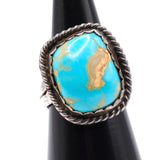 Vintage Sterling Turquoise Roper Ring 5.75