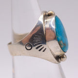 Vintage Sterling Turquoise Feather Ring 6.75