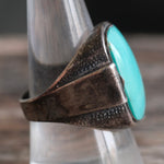 Vintage Sterling Turquoise Signet Ring 9.75