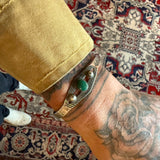 Vintage Sterling Turquoise Stamped Cuff Bracelet