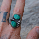 Vintage Sterling 2-Stone Malachite Ring 11.75