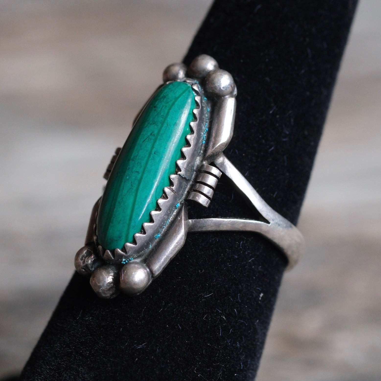 Vintage Sterling Malachite Ring 6