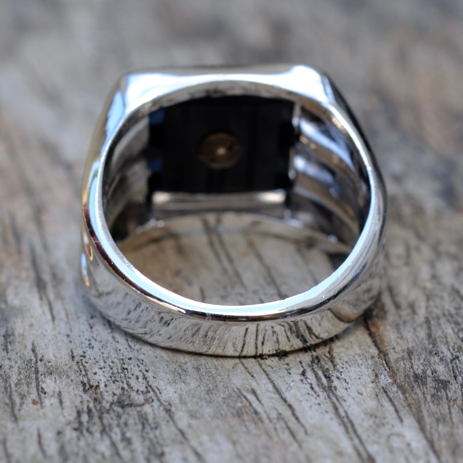 Vintage Sterling E Initial Signet Ring 8.75