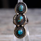 Vintage Sterling 3-Stone Turquoise Ring 4.5