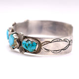 Vintage Sterling 5-Stone Turquoise Cuff Bracelet 6.75"