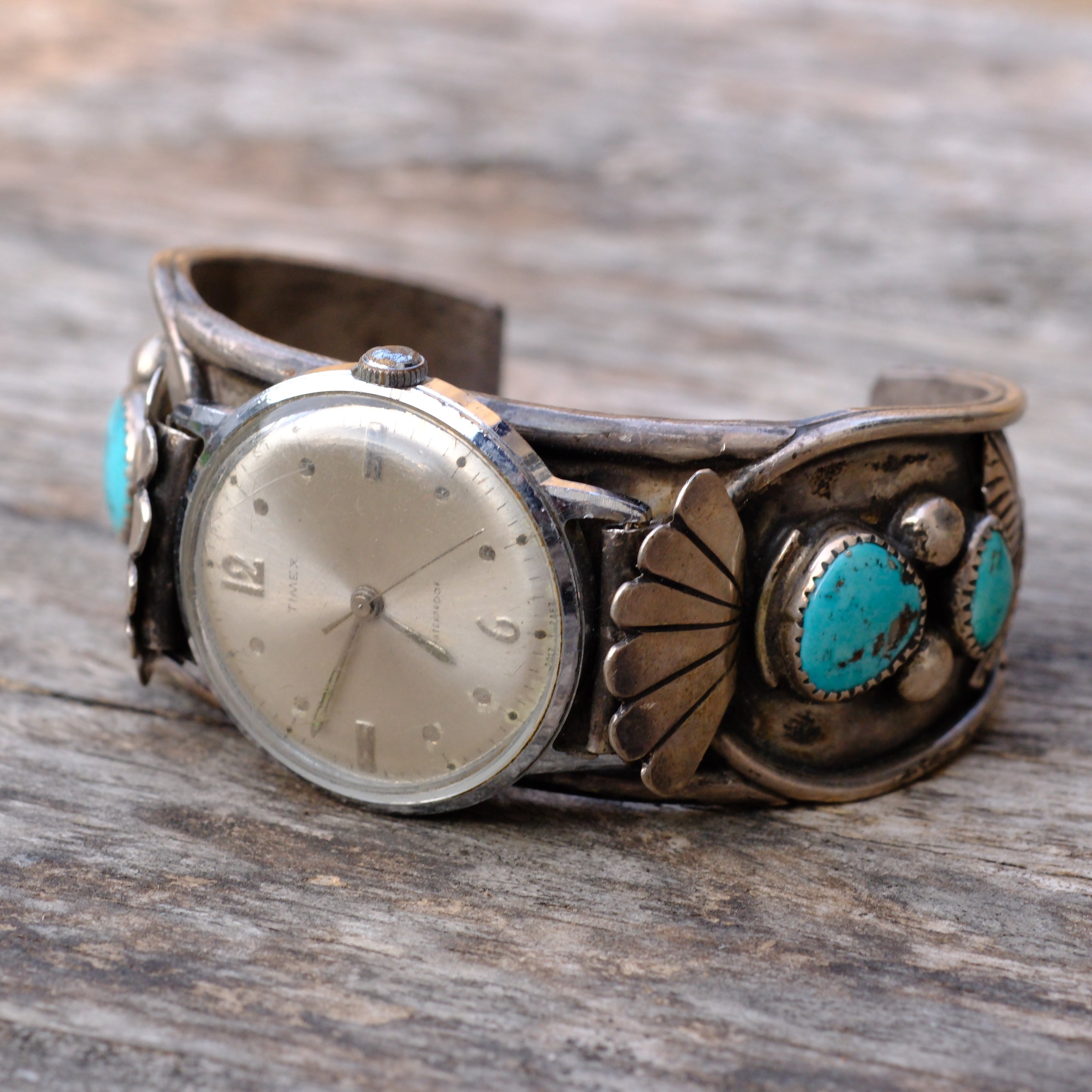 Vintage Sterling Turquoise Cuff Watch Cuff Bracelet