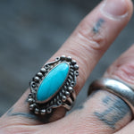 Vintage Sterling Turquoise Trading Post Ring 6.5