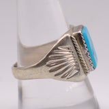 Vintage Sterling Turquoise Stamped Band Ring 9.75