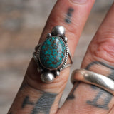 Vintage Sterling Turquoise Ring 4.25