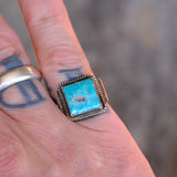 Vintage Sterling Turquoise Roper Ring 5.5