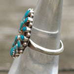 Vintage Sterling Turquoise Cluster Ring 6.25