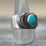 Vintage Sterling Turquoise Feather Band 6