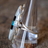 Vintage Sterling Multistone Inlay Florette Ring 9.5