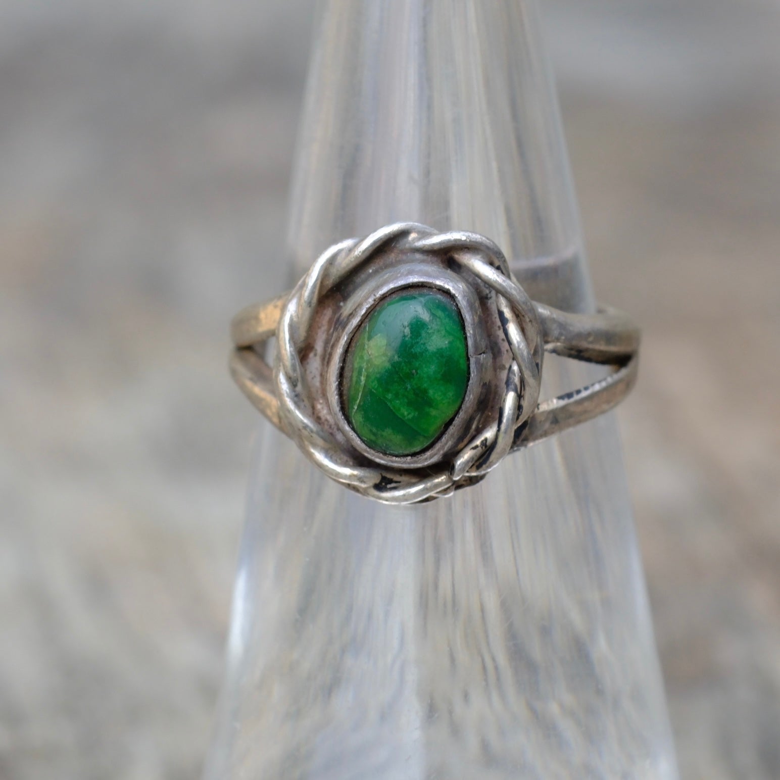 Vintage Sterling Turquoise Roper Ring 5.25