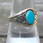 Vintage Sterling Turquoise Thunderbird Ring 8.75