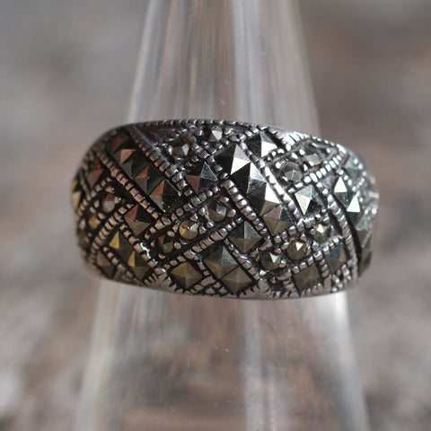 Vintage Sterling Marcasite Ring 7.75