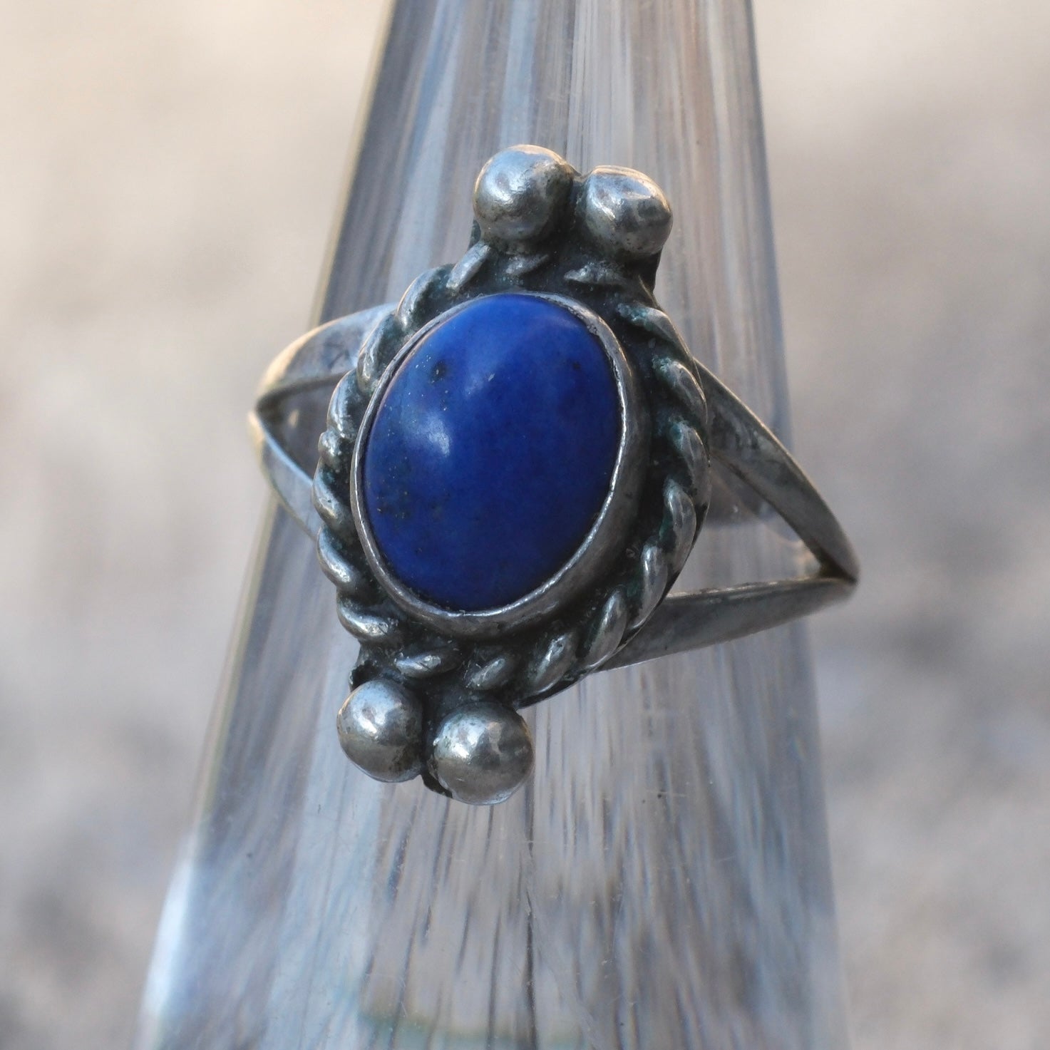 Vintage Sterling Lapis Ring 4.75