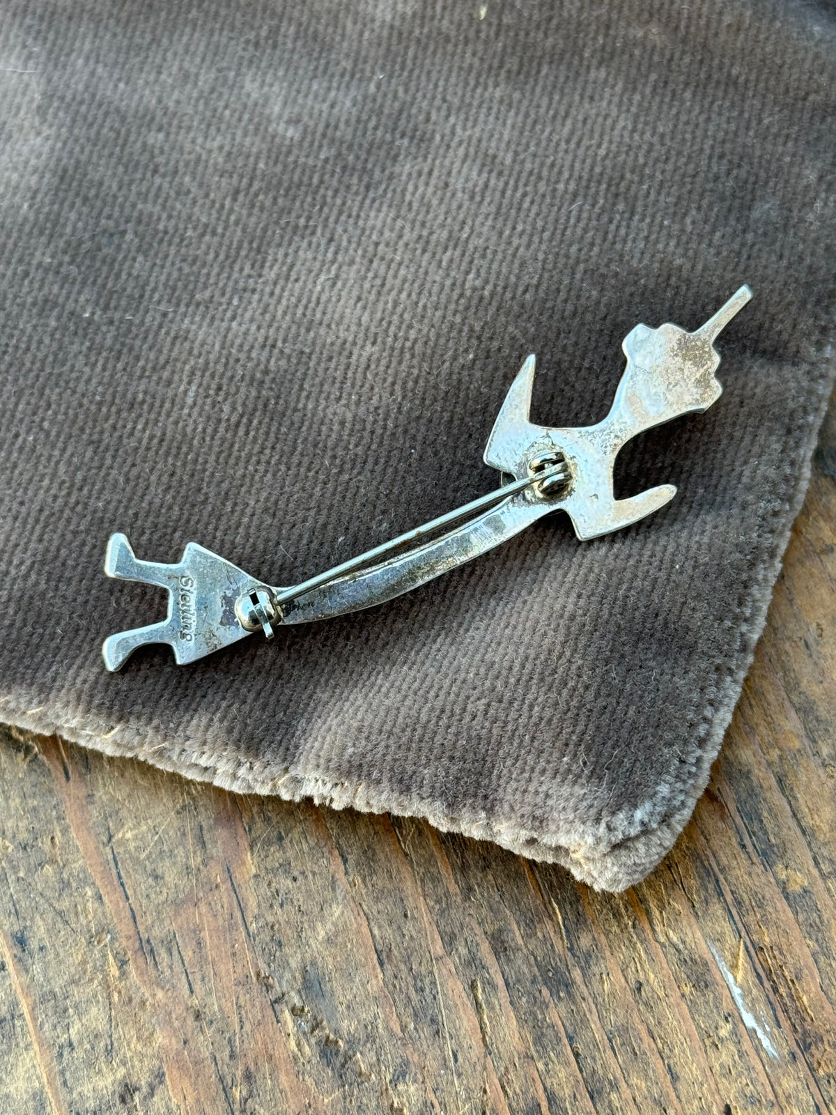 Vintage Sterling Silver Turquoise Yei Pin