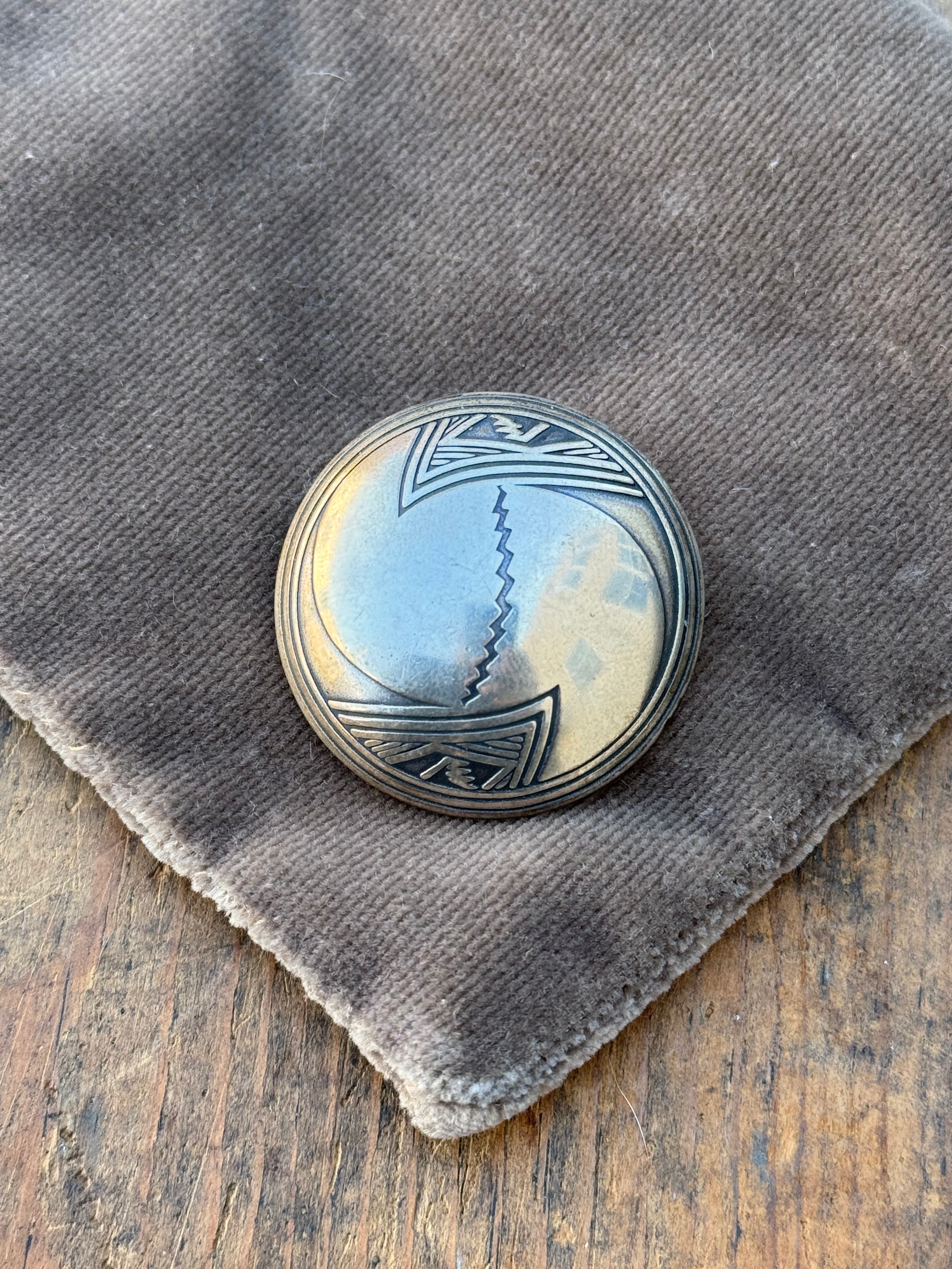 Vintage Sterling Silver Stamped Dome Pin