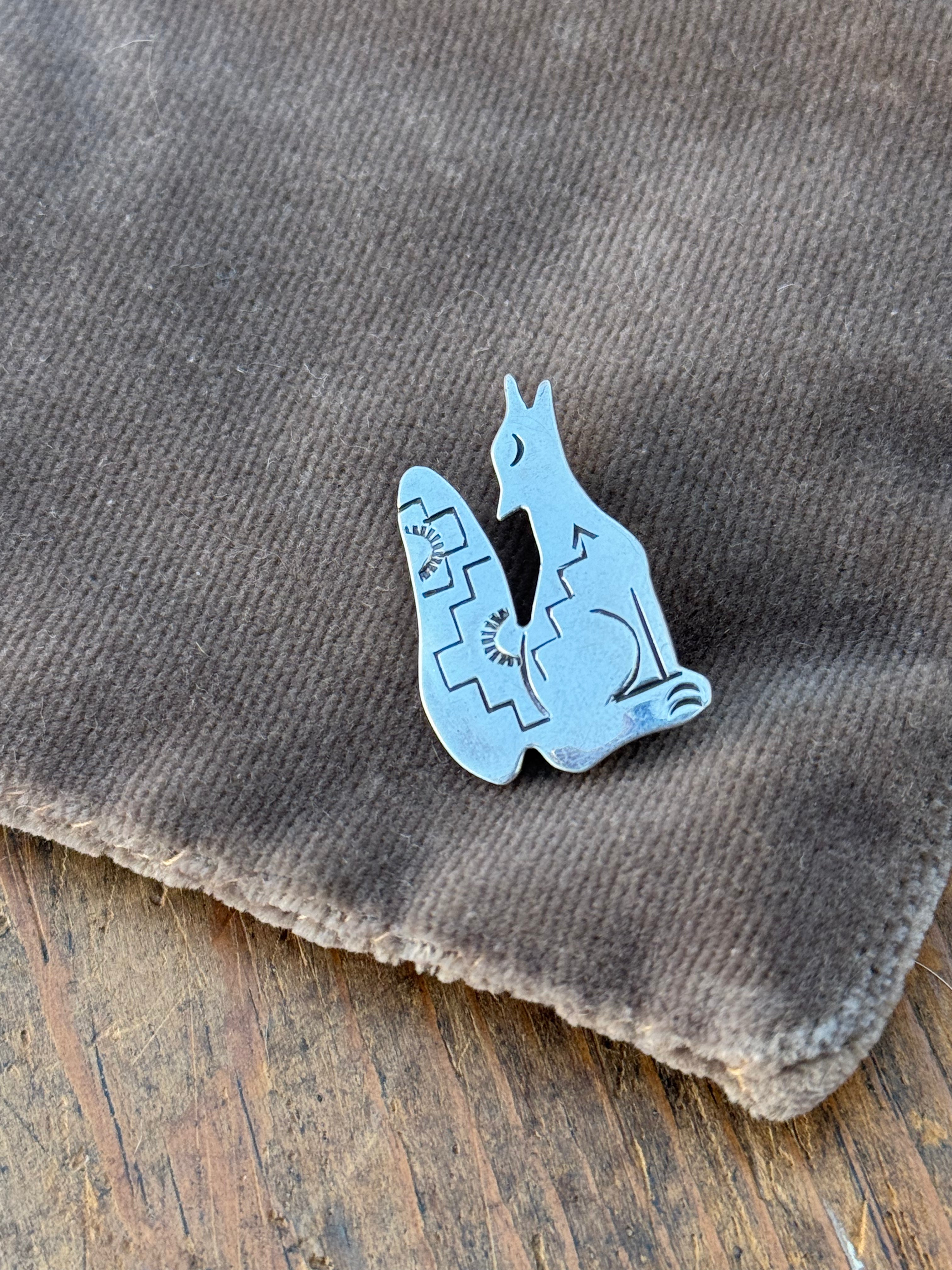 Vintage Sterling Silver Stamped Coyote Pin