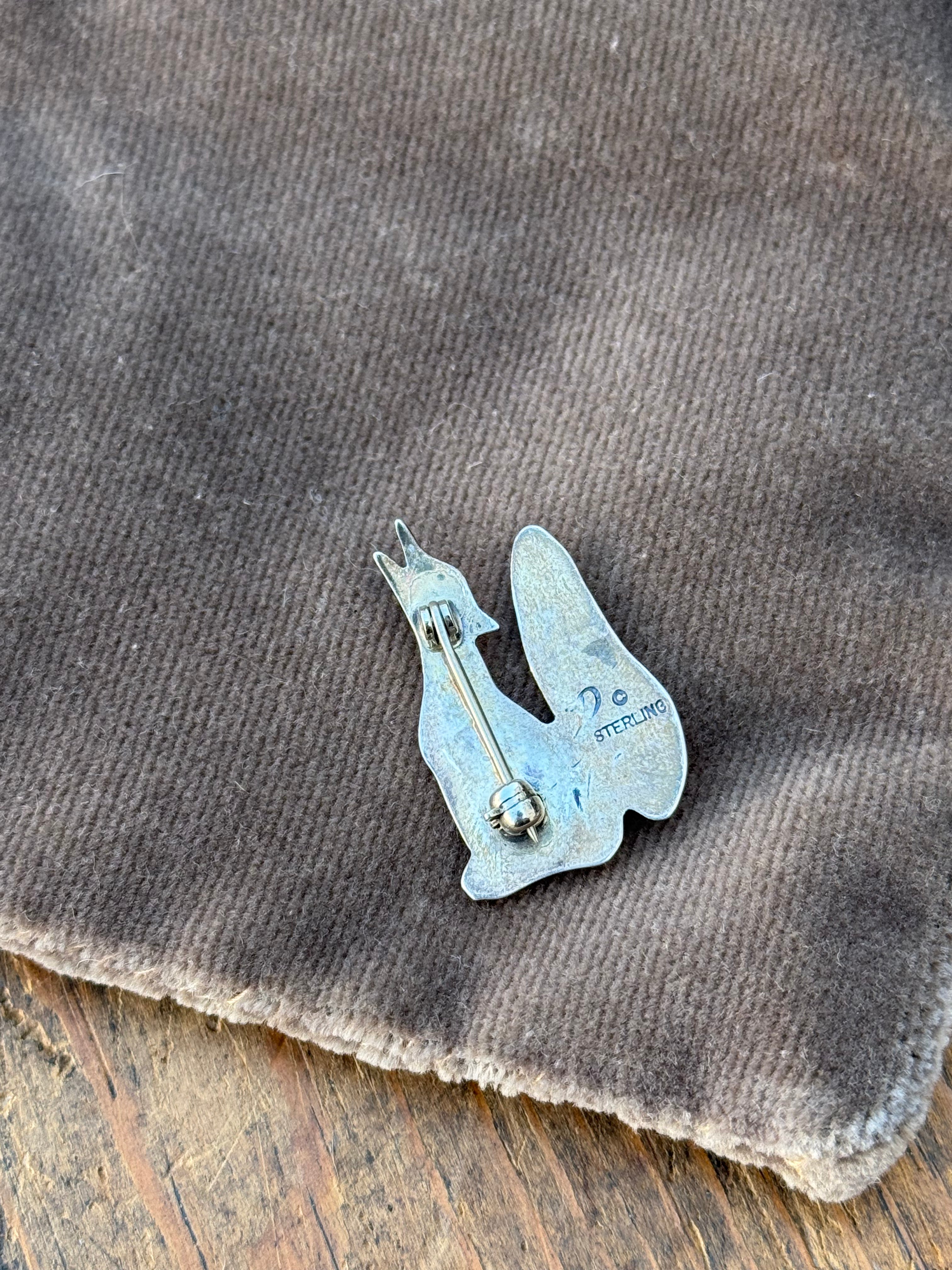 Vintage Sterling Silver Stamped Coyote Pin