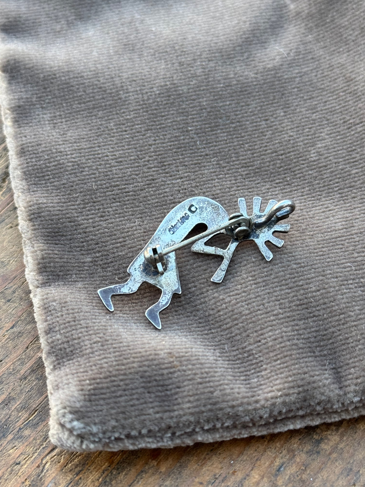 Vintage Sterling Silver Multistone Inlay Kokopelli Pin Pendant