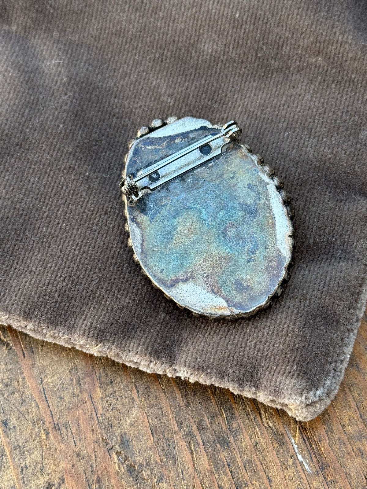Vintage Sterling Silver Lace Agate Pin