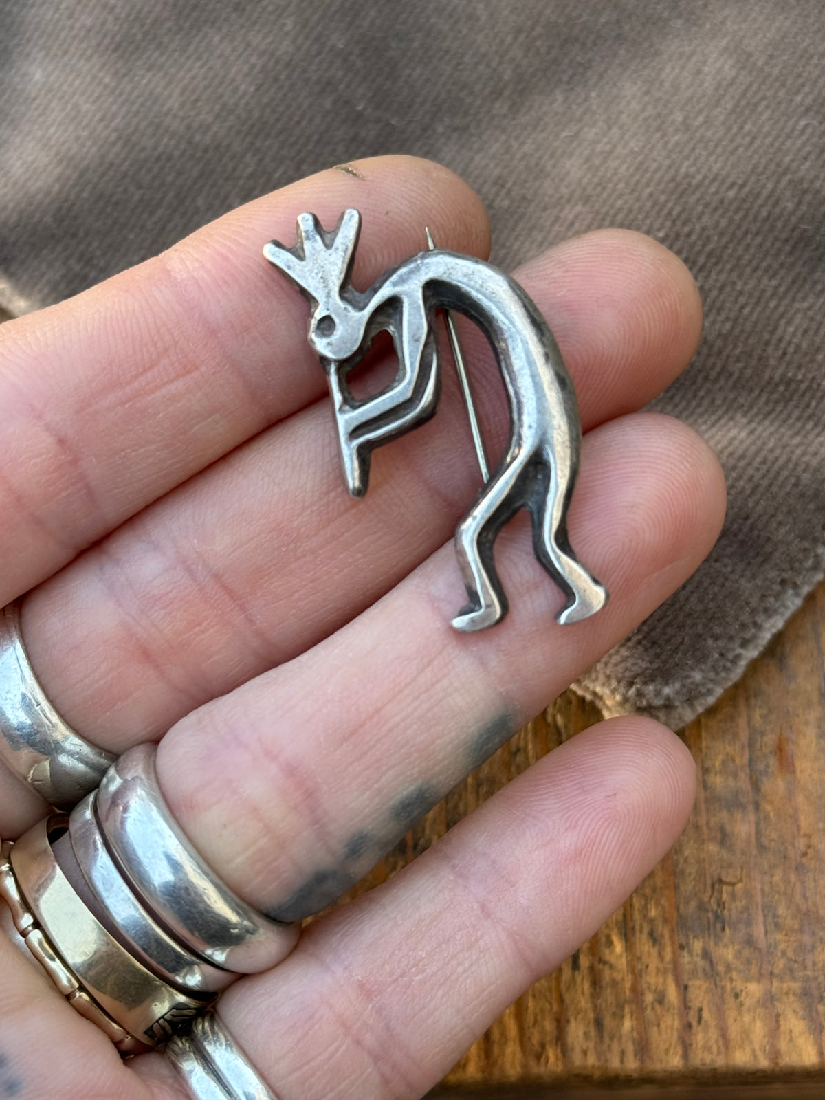 Vintage Sterling Silver Kokopelli Pin