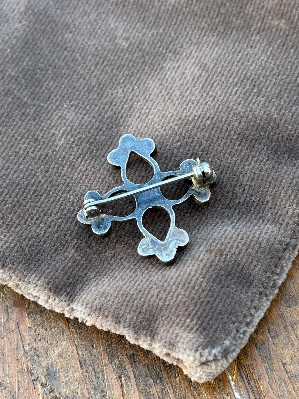 Vintage Sterling Silver Turquoise Florette Pin