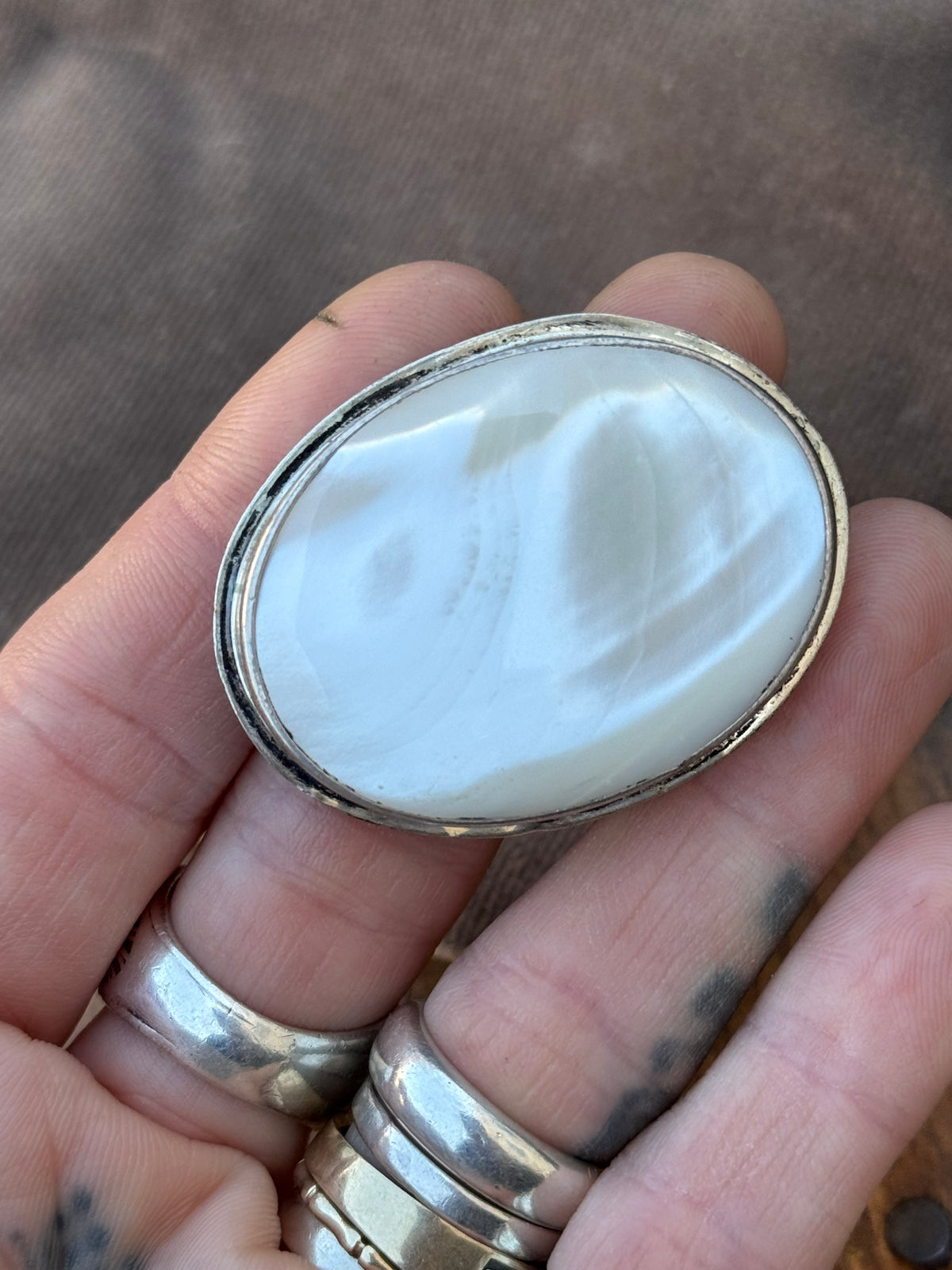 Vintage Sterling Silver Mother of Pearl Pin
