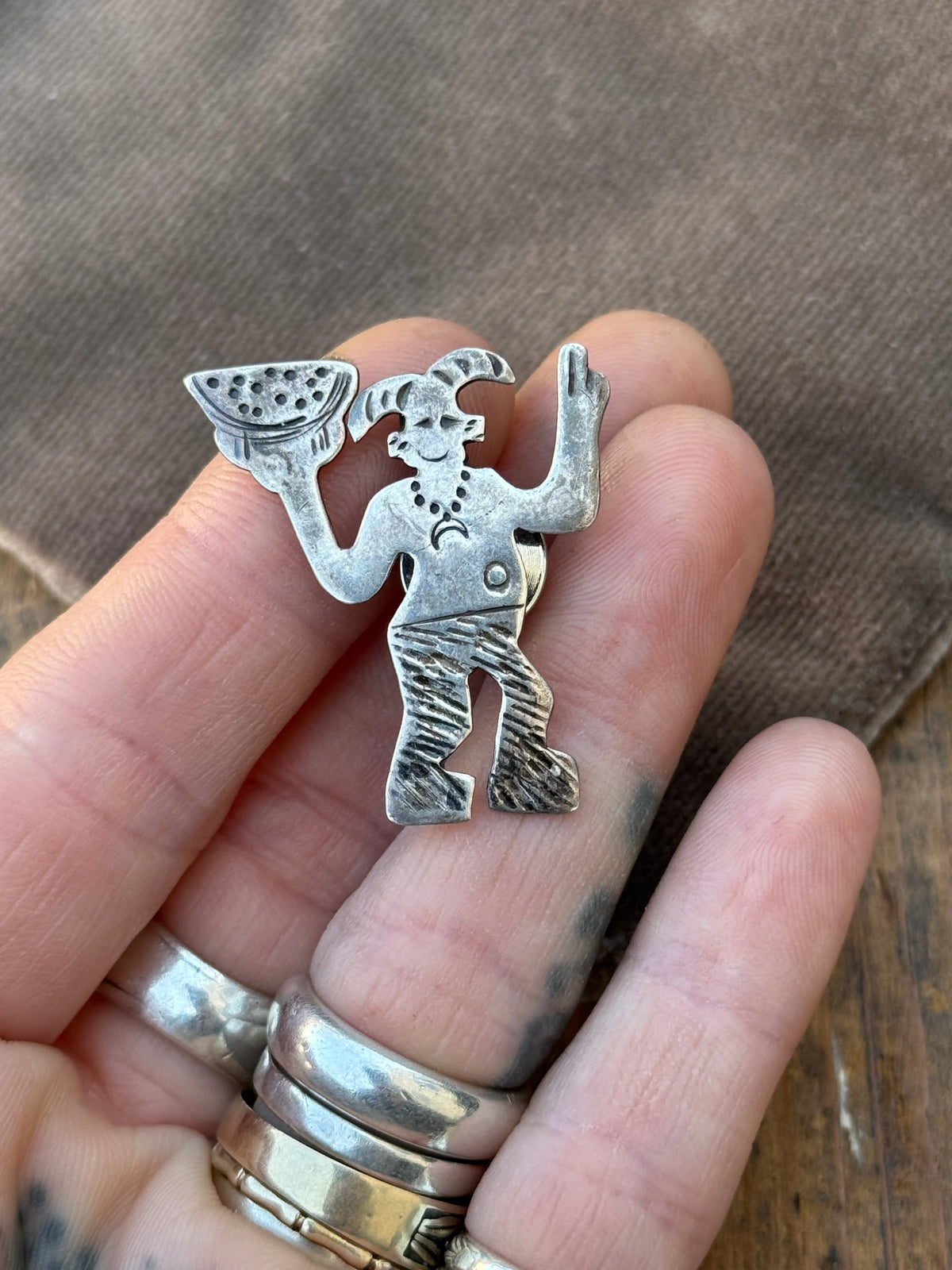 Vintage Sterling Silver Koshare Tack Pin