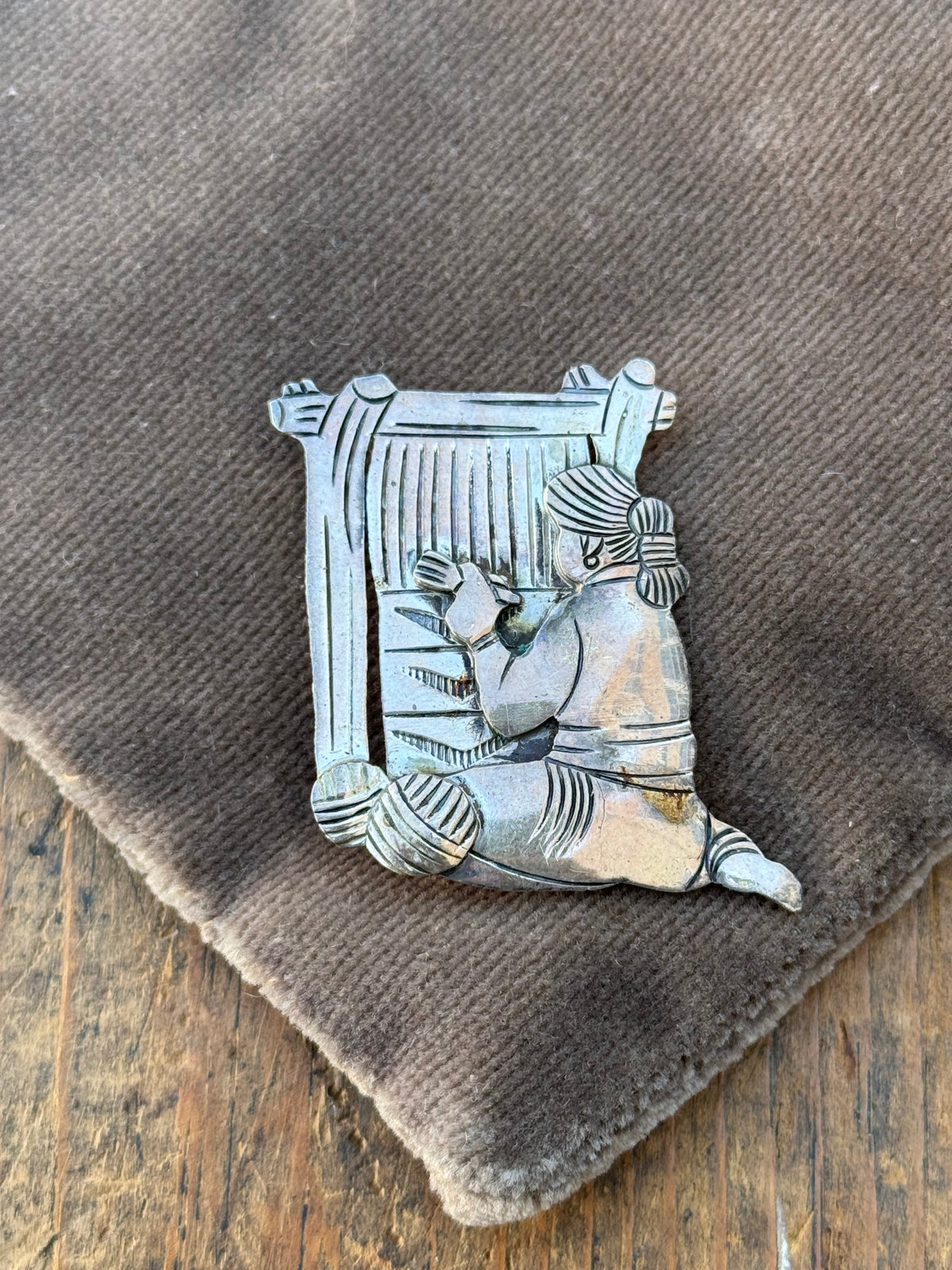 Vintage Sterling Silver Weaver Pin