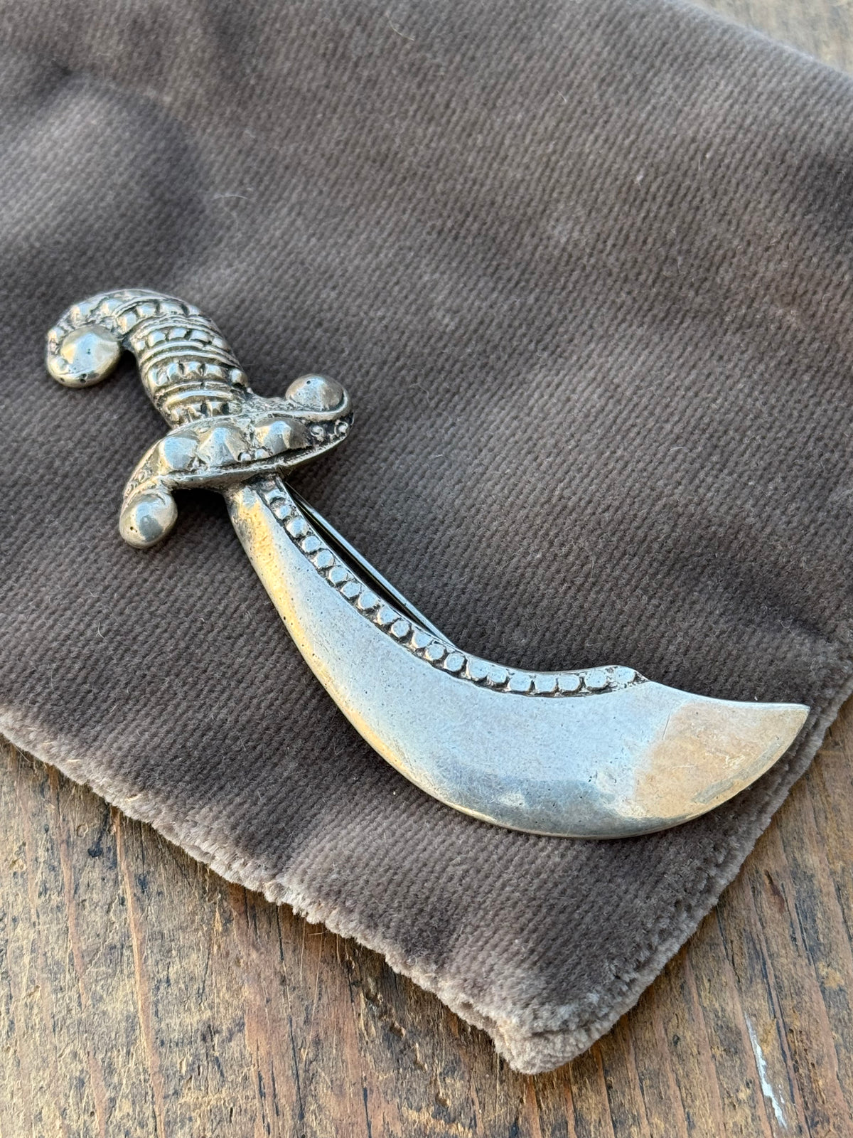 Vintage Sterling Silver Scimitar Pin