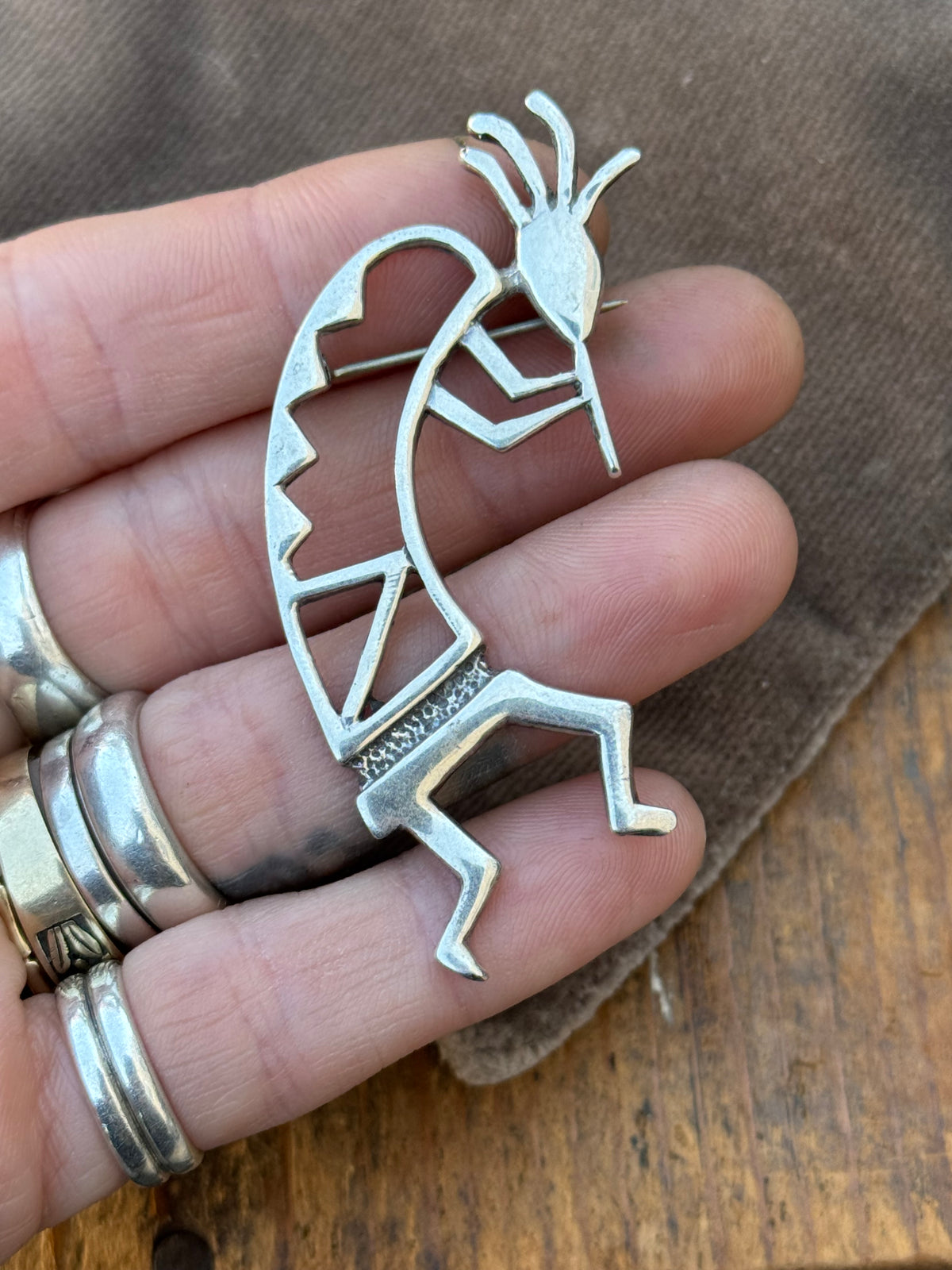 Vintage Sterling Silver Kokopelli Pin