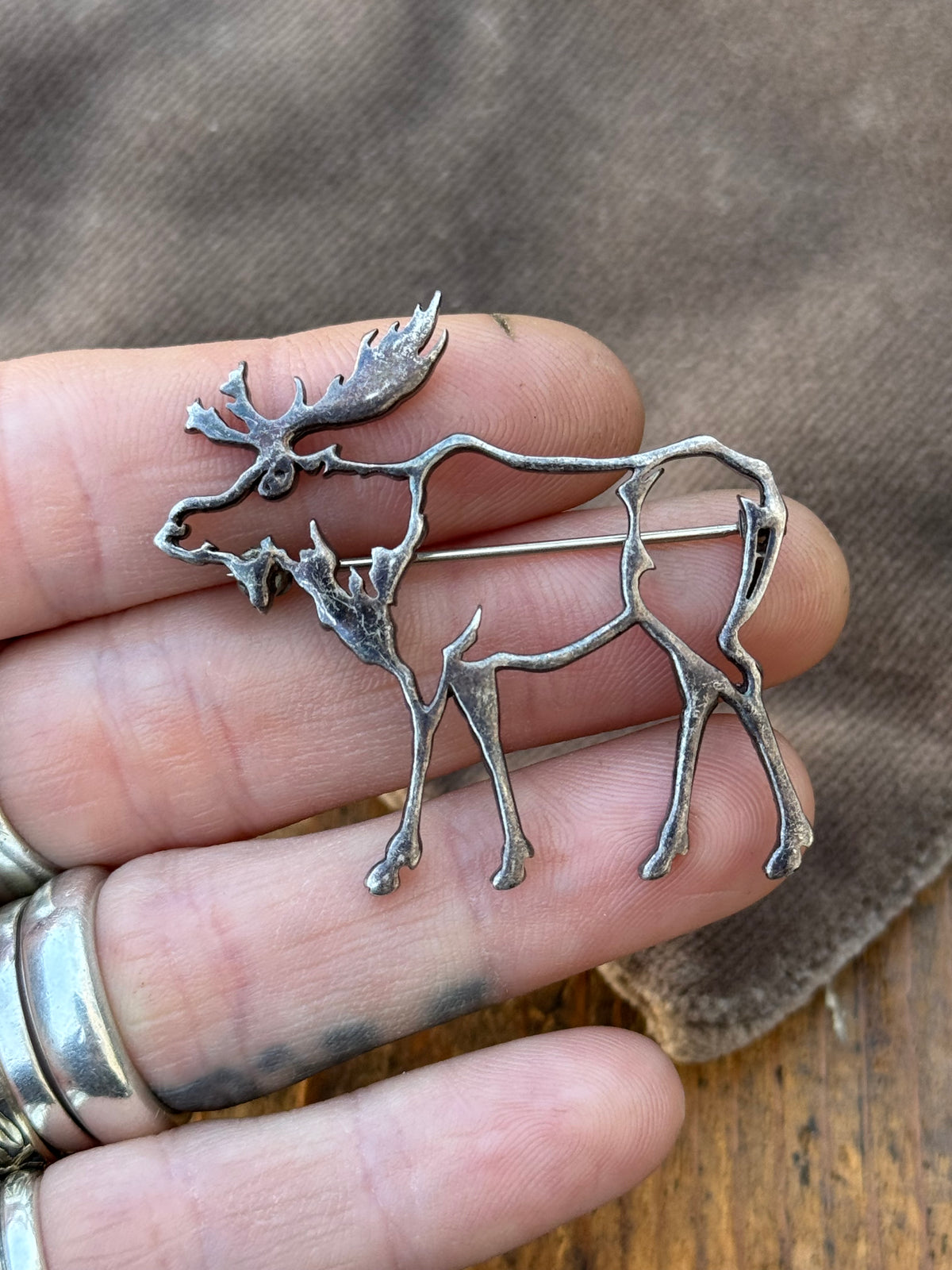 Vintage Sterling Silver Moose Pin
