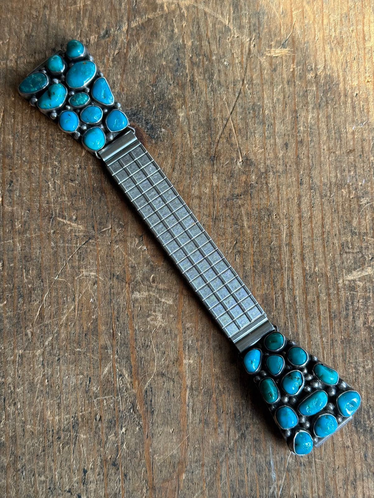 Vintage Sterling Silver Chunky Turquoise Stone Watch Band