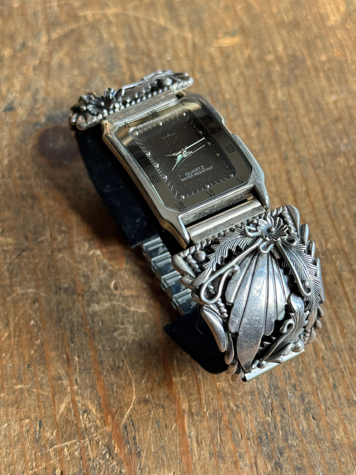 Vintage Sterling Silver Leaf & Fan Watch