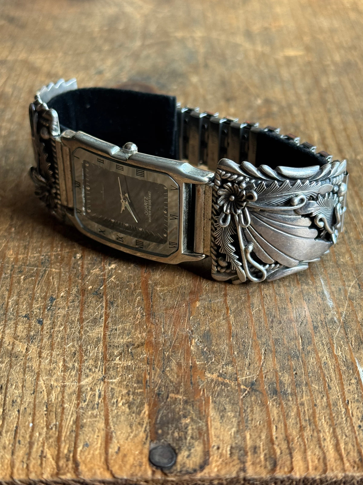 Vintage Sterling Silver Leaf & Fan Watch
