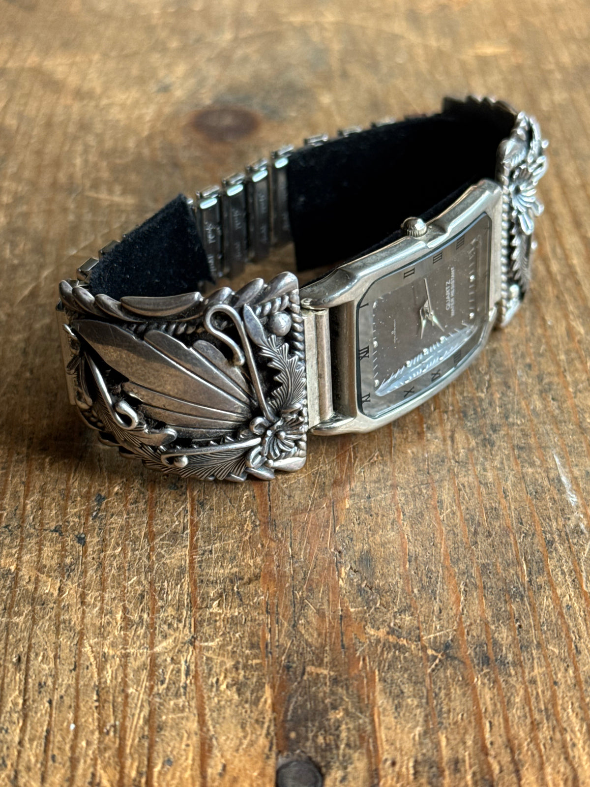 Vintage Sterling Silver Leaf & Fan Watch