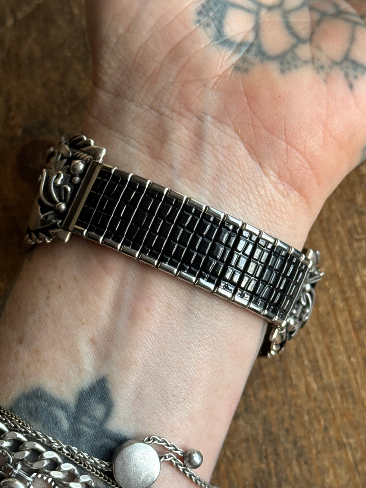 Vintage Sterling Silver Leaf & Fan Watch