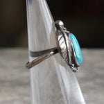 Vintage Sterling Turquoise Feather Ring 2.5