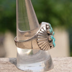 Vintage Sterling 8-Stone Turquoise Petit Point Ring 9.5