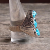 Vintage Sterling 3-Stone Turquoise Ring 10.75