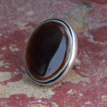 Vintage Sterling Brown Glass Ring 5