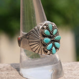 Vintage Sterling 8-Stone Turquoise Petit Point Ring 9.5