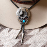 Vintage Turquoise and Coral Horse Bolo